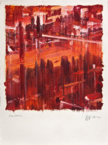 Ölbild auf Bütten, Alte Donau