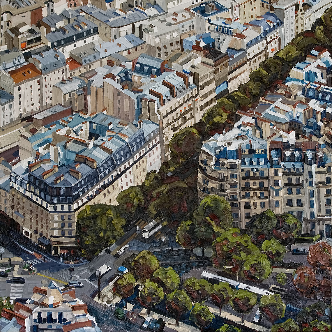 Paris, Serie Reisetagebuch, 2009, 110 x 110 cm, Nessel auf Keilrahmen, Ölfarbe