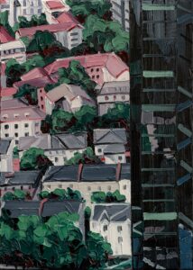 Frankfurt #08 Deutsche Bank, 2019, 70 x 50 cm, Nessel auf Keilrahmen, Ölfarbe