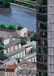 Frankfurt #09 Commerzbank Tower, 2019, 70 x 50 cm, Nessel auf Keilrahmen, Ölfarbe