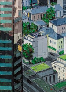 Frankfurt #11 Deutsche Bank, 2020, 70 x 50 cm, Nessel auf Keilrahmen, Ölfarbe