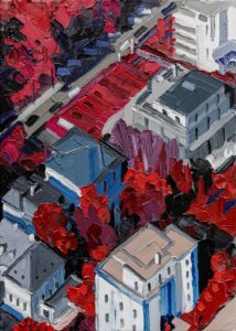 Wiesbaden Paulinenstraße, 2021, 70 x 50 cm, Nessel auf Keilrahmen, Ölfarbe